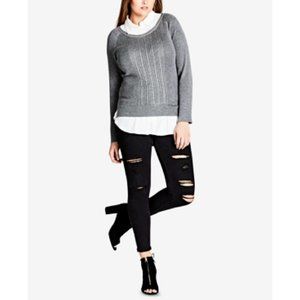 City Chic Trendy Plus Size Layered-Look Sweater